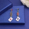 Queen of Hearts Earrings, Asymmetric Red Heart Poker & Clock Drop, Themed Costume Accessories for Women. - 4 of 4