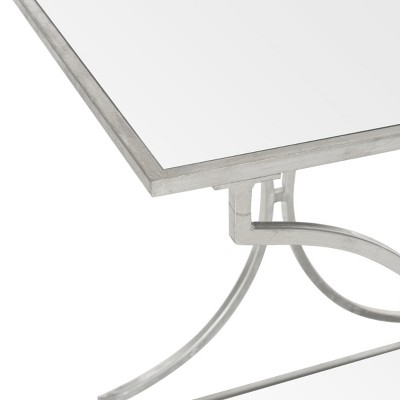 Transitional Silver Mirrored Glass 2-Tier Bar Cart with Storage