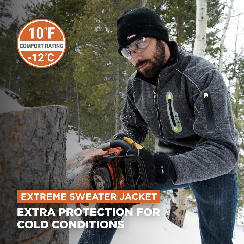 RefrigiWear Mens Warm Fleece Lined Extreme Sweater Jacket with Reflective Piping, 3 of 8