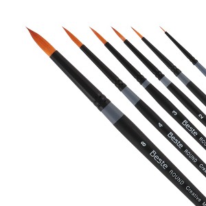 Creative Mark Beste Golden Taklon Round #4 - 2 Pack Artist Brush, Professional Watercolor Brushes, For Acrylic Painting, Short Handle, Sharp Edges, - 1 of 4
