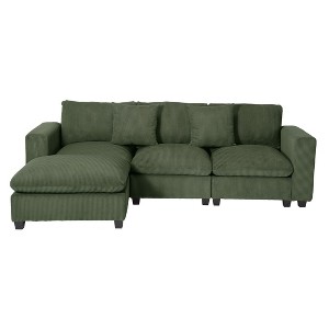 WestinTrends Hearthside 99" Modular Corduroy L-Shaped Sectional Sofa and Chaise With USB/Type-C Ports and Side Pockets - 1 of 4