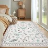 9x12 Beige Washable Rug, Butterfly Floral Insect Carpet, Stain-Resistant Non-Slip Low Pile Foldable Floor Cover for Bedroom, Nursery, Apartment - 4 of 4