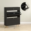 Munora Narrow Shoe Storage Cabinet with Wave-like Panels and Adjustable Shelves for 12 Pairs of Shoes, Black - 3 of 4