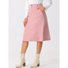 INSPIRE CHIC Women's High Waist Elastic Back A-Line Belted Corduroy Midi Skirt with Pockets - 3 of 4