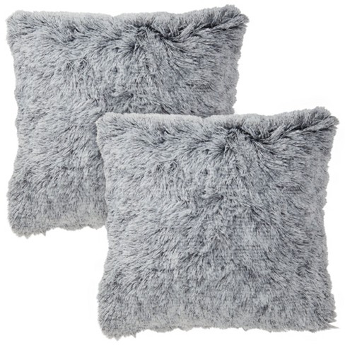 Juvale 2 Pack Decorative Throw Pillow Covers 20x20 In Blush Gray Faux Fur Target