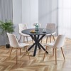 Gulches 42.1" Black Round Dining Table - Cross Metal Legs, MDF Top for 4-6 People, Mid-Century Style for Home/Kitchen - 4 of 4