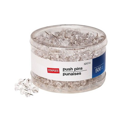 Staples Push Pins Clear 500/Tub 480117