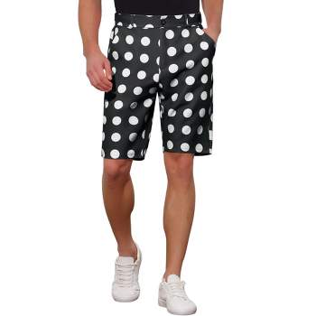 Lars Amadeus Men's Regular Fit Flat Front Polka Dots Business Chino Shorts