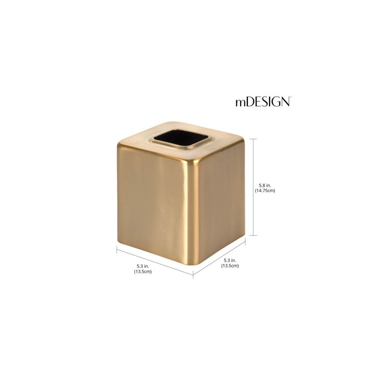 mDesign Metal Square Modern Tissue Box Cover Holder for Bathroom, 3 of 6