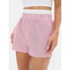 EXLURA Women's Stripe Print Exposed Boxer Shorts Elastic High Waisted Wide Leg Y2K Workout Gym Shorts - 2 of 4