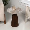 JONATHAN Y Kaito 18" Rustic Minimalist Round Marble/Wood Accent Table - 2 of 4