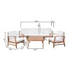 GDFStudio Abena Outdoor Acacia Wood 6 Seater Sofa and Club Chair Set with Cushions - 3 of 4