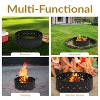 Sunnydaze Outdoor Heavy-Duty Steel Portable Large Round Diamond Cut Out Fire Pit Ring with Log Poker - 36" - Black - 3 of 4