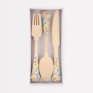 Meri Meri Elegant Floral Wooden Cutlery Set (Pack of 24) - 1 of 4