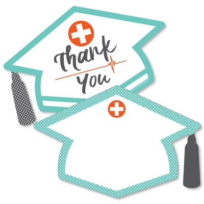 Big Dot of Happiness Medical School Grad - Shaped Thank You Cards - Doctor Graduation Party Thank You Note Cards with Envelopes - Set of 12