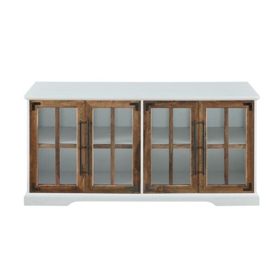 Bella Depot 58" Modern Farmhouse Sideboard with Windowpane Glass-Door