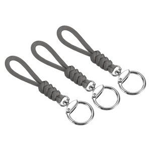 Unique Bargains Braided Wrist Polyester Keychain Wallets ID Card Lanyard with Hook 3 Pcs - 1 of 4