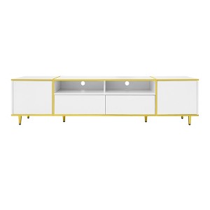 CLIHOME 70.9'' Modern TV Stand for TVs up to 80 Inches, LED Lights TV Storage Cabinet, Entertainment Center with 2 Shelves - 1 of 4