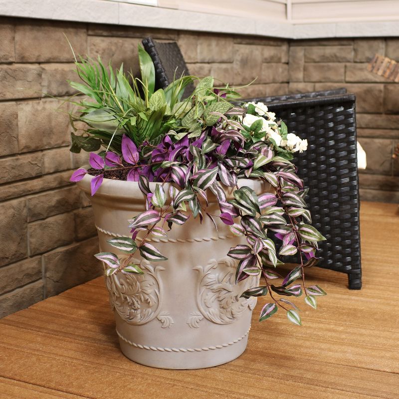 Sunnydaze Indoor/Outdoor Patio, Garden, or Porch Weather-Resistant Double-Walled Arabella Flower Pot Planter - 20", 2 of 8