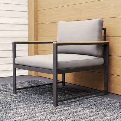 Outdoor Metal Chair with Seat Cushion - Brookside Home