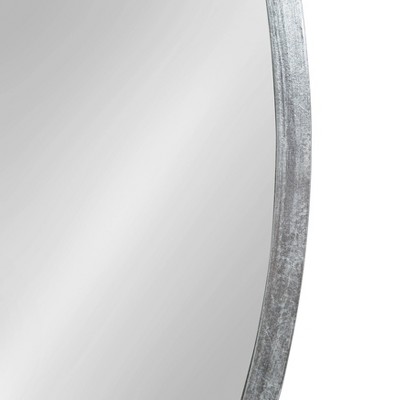 Travis 32" Round Silver Wood Accent Wall Mirror