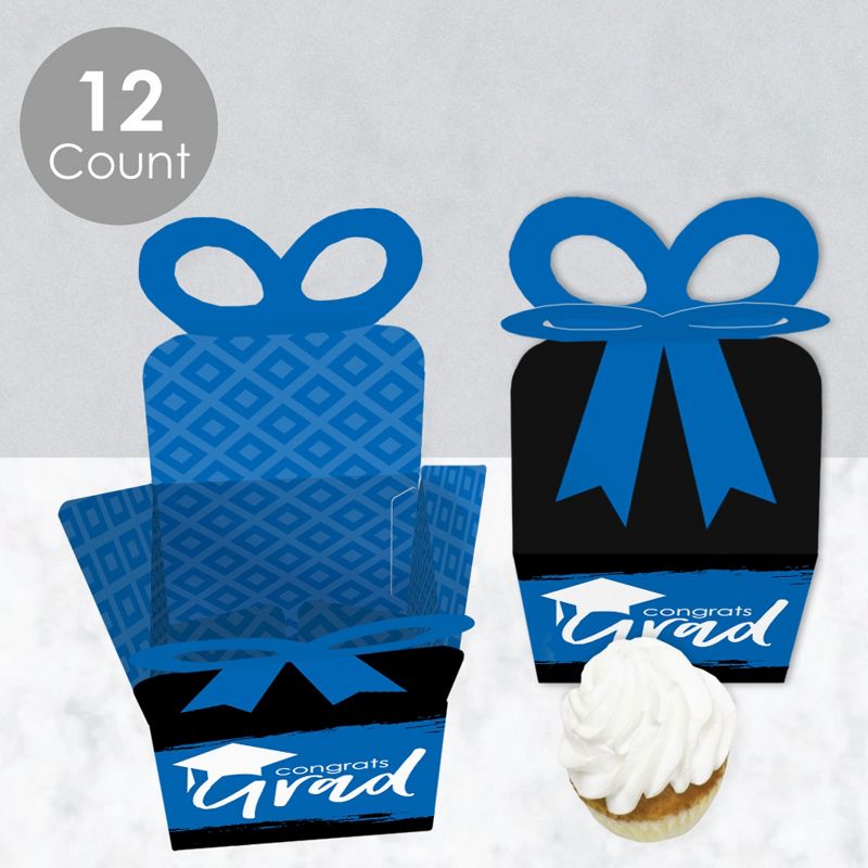 Big Dot of Happiness Blue Grad - Best is Yet to Come - Square Favor Gift Boxes -  Royal Blue Graduation Party Bow Boxes - Set of 12, 3 of 9