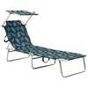 vidaXL Patio Lounge Chair Folding Sunlounger Porch Sunbed with Canopy Aluminum - Leaf Pattern - 2 of 4