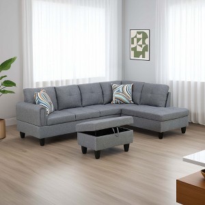 Three-Piece Set of Chenille Velvet Living Room Sofa, Comfortable and Soft, Double-Layer Spring - 1 of 3