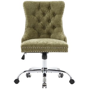 QingMoon Home Office Chair, Chenille Upholstered Desk Chair, Adjustable Swivel Computer Chair with Chrome Metal Base for Bedroom and Office - 1 of 4