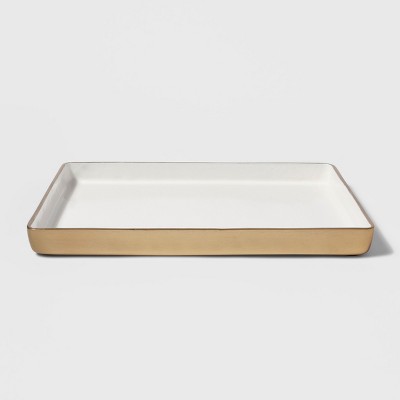 white and gold tray
