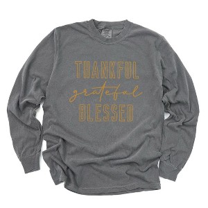 Simply Sage Market Women's Thankful Grateful Blessed Long Sleeve Garment Dyed Tee - 1 of 4