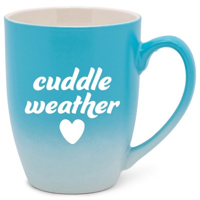 Elanze Designs Cuddle Weather Two Toned Ombre Matte Teal and White 12 ounce Ceramic Stoneware Coffee Cup Mug