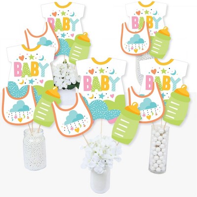 Big Dot of Happiness Colorful Baby Shower - Gender Neutral Party Centerpiece Sticks - Table Toppers - Set of 15