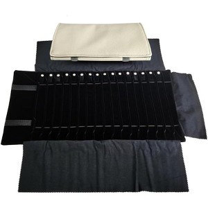 Portable Jewelry Roll Travel Bag, Untangled Necklace Storage with 16 Chain Holders, Black Display Organizer - 1 of 4