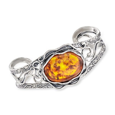 Ross-Simons Amber Openwork Cuff Bracelet in Sterling Silver