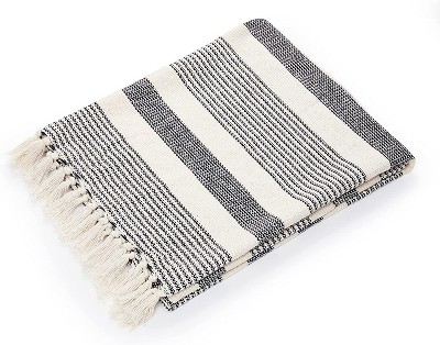 Americanflat Striped Throw Blanket for Couch in Black and White 50" x 60" - All Seasons Lightweight Cozy Soft Blankets & Throws for Bed and Sofa