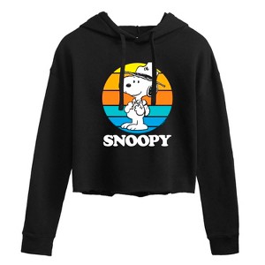 Women's - Peanuts - Snoopy Beagle Scout Sunset Cropped Graphic Hoodie - 1 of 3