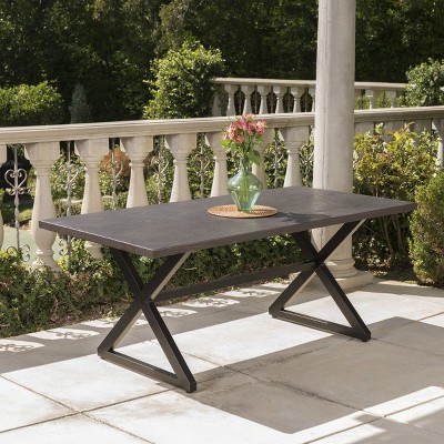 Rolando Rectangular Aluminum Dining Table - Brown - Christopher Knight Home