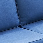 blue cushion/brown wicker