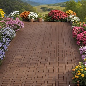Gulches ZZ Style 12" Patio Deck Tiles, DIY Module Interlocking Decking Tiles Floor Tile Outdoor and Indoor,44pcs Red Brown - 1 of 4