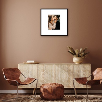 Americanflat 24x24 Picture Frame with Polished Plexiglass - Use as 11x14 Frame with Mat or 24x24 Frame Without Mat - Streamline Collection - Black