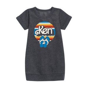 Girls' - Barbie - Ken Graphic Short Sleeve Fleece Dress - 1 of 2