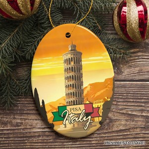 Sunset in Pisa Italy Vintage Art Souvenir Ceramic Christmas Ornament| OrnamentallyYou - 1 of 4