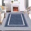 Washable Modern Bordered Rug Non Slip Low Pile Rug Soft Throw Floor Cover Foldable Indoor Carpet for Living Room Bedroom Playroom Nursery - 2 of 4