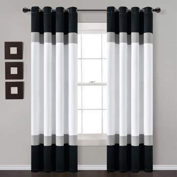Alexander Color Block Light Filtering Window Curtain Panels Black/Gray 52X84 Set