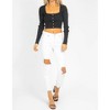 Women's PEARL BUTTON KNIT TOP - Blue Blush - 3 of 4