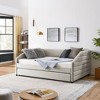 CAVINAS Twin Size Bed Frame, Linen Fabric Upholstered Daybed with Trundle, Tufted Sofa Bed with Diamond-Tufted Backrest and Stylish Wingback Arms - 2 of 4