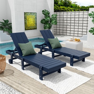 WestinTrends Ashore Modern Poly Reclining Chaise Lounge With Wheels (Set of 2pcs)