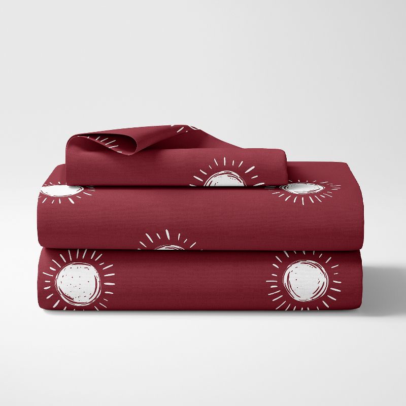 Sweet Jojo Designs Gender Neutral Unisex Kids Twin Sheet Set Boho Sun Red and White 3pc, 3 of 7