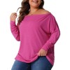 Agnes Orinda Women's Plus Size Off Shoulder Long Sleeve Basic Dolman Blouses - 2 of 4